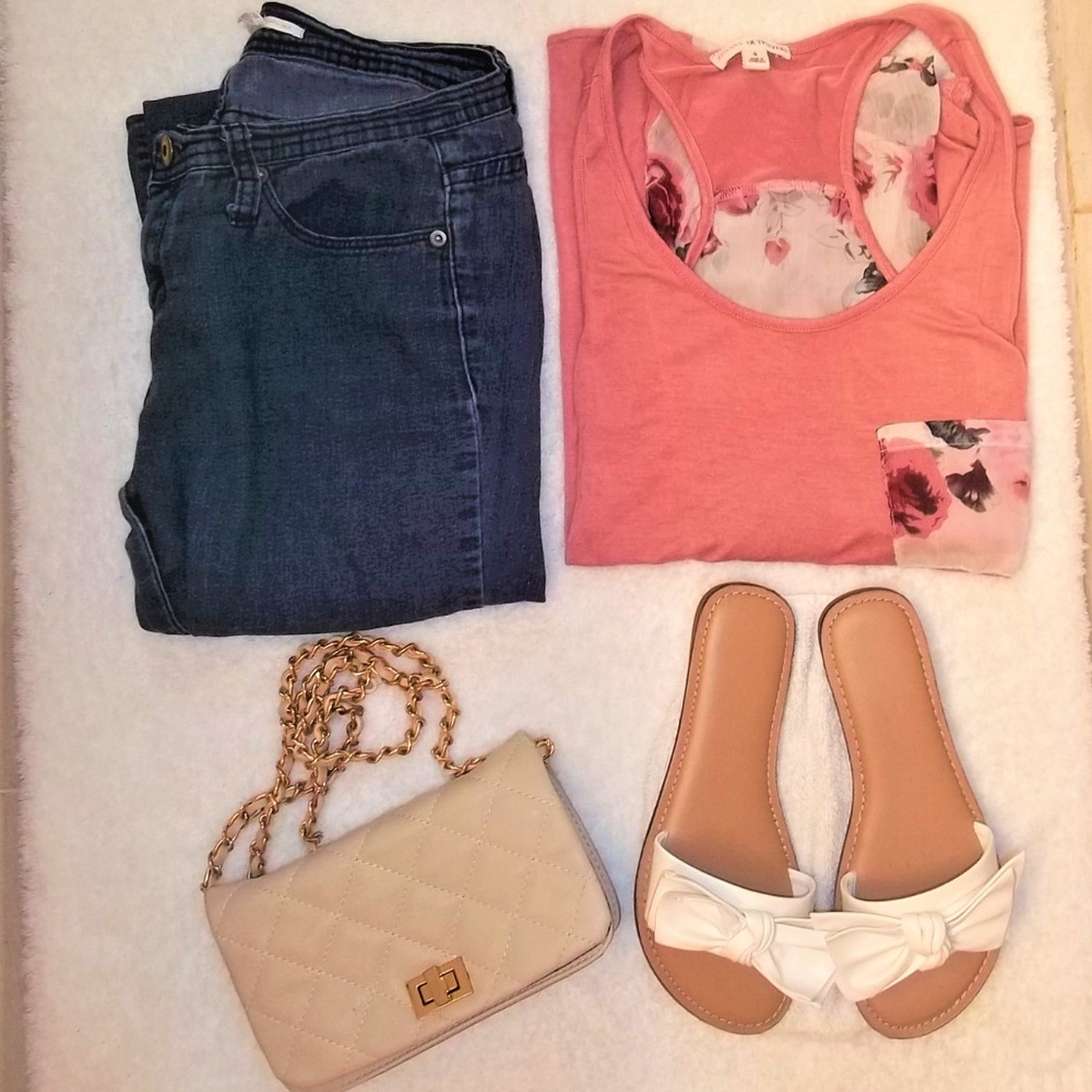 Mauve/Pink Floral Racerback Top Size Small